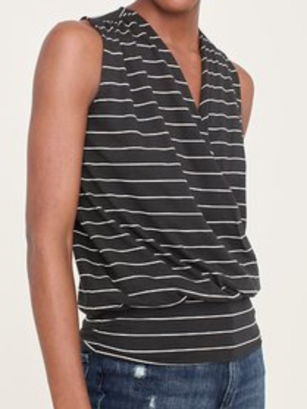Garnet Hill Essential Banded Surplice Knit Tank, Sleeveless, Faux-Wrap - XL